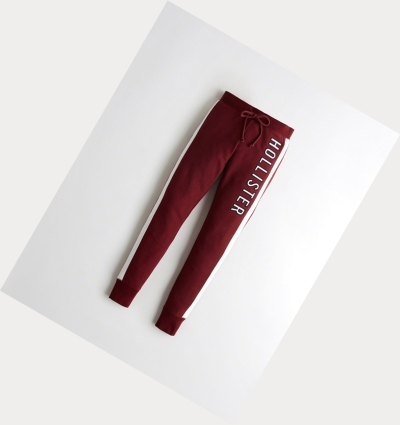 Burgundy Women's Hollister Ultra High-Rise Fleece Leggings | UK-634BOWS