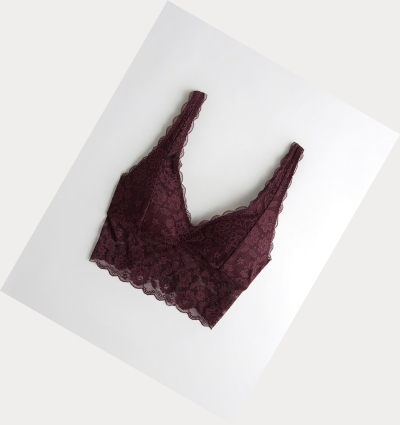 Burgundy Women's Hollister Ultra Longline Triangle With Removable Pads Bras | UK-761XPBN