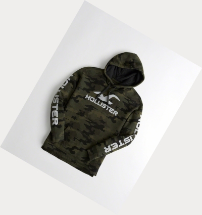 Camo Men's Hollister Print Logo Graphic Hoodie | UK-472CAVO