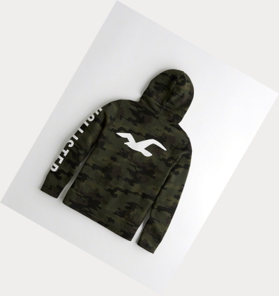 Camo Men's Hollister Print Logo Hoodie | UK-504CRPO