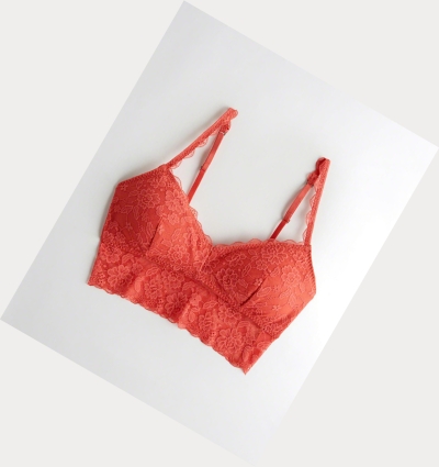 Coral Women's Hollister Lace Longline With Removable Pads Bras | UK-675OQVX