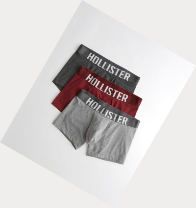 Dark Grey Burgundy Grey Men's Hollister Classic Trunk 3-Pack Underwear | UK-205PCSD