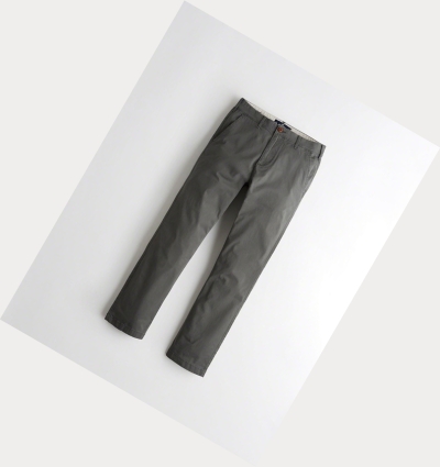 Dark Grey Men's Hollister Epic Flex Classic Straight Chino Pants | UK-851YMCL