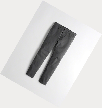 Dark Grey Men's Hollister Epic Flex Skinny Twill Pants | UK-038SZWY