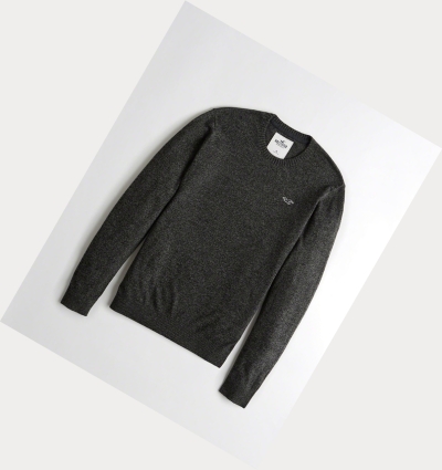 Dark Grey Men's Hollister Lightweight Crewneck Sweaters | UK-712XRTH