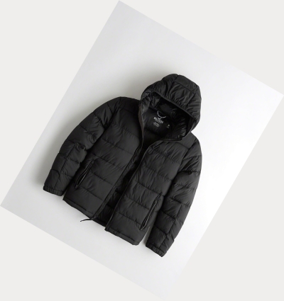 Dark Grey Men's Hollister Recycled Fill Hooded Puffers | UK-348GSBD