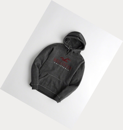 Dark Grey Women's Hollister Logo Graphic Hoodie | UK-562EYBU