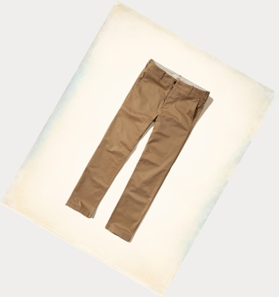 Dark Khaki Men's Hollister Epic Flex Classic Straight Chino Pants | UK-937KXIU