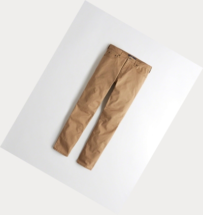 Dark Khaki Men's Hollister Epic Flex Skinny Twill Pants | UK-501IRFB