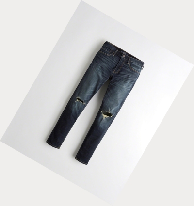 Dark Wash Men's Hollister Advanced Stretch Super Skinny Jeans | UK-410UTZW