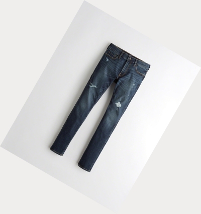 Dark Wash Men's Hollister Extreme Stretch Extreme Skinny Jeans | UK-934AUIS