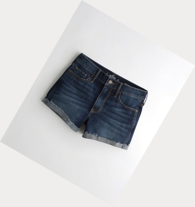 Dark Wash Women's Hollister High-Rise Denim Shorts | UK-742WCEI