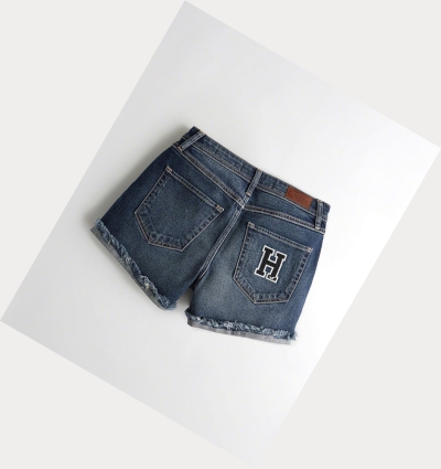 Dark Wash Women's Hollister Vintage Stretch High-Rise Denim Boyfriend Shorts | UK-641EURB