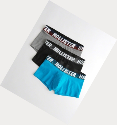 Grey Black Turquoise Men's Hollister Shorter-Length Trunk 3-Pack Underwear | UK-586YCZD