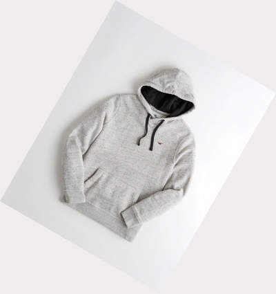 Grey Men's Hollister Icon Hoodie | UK-261LQCI