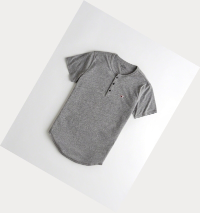 Grey Men's Hollister Must-Have Henley Short Sleeve | UK-017VELR