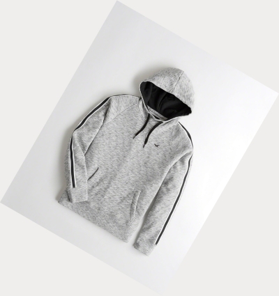 Grey Men's Hollister Sleeve-Stripe Hoodie | UK-749KJIB