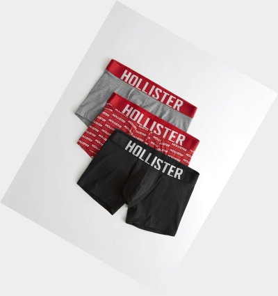 Grey Red Black Men's Hollister Classic Trunk 3-Pack Underwear | UK-259HAKW