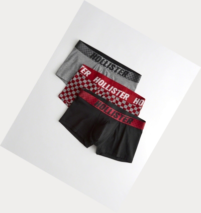 Grey Red Black Men's Hollister Shorter-Length Trunk 3-Pack Underwear | UK-920EOQC