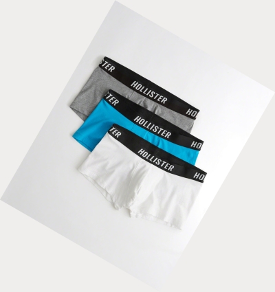 Grey Turquoise White Men's Hollister Shorter-Length Trunk 3-Pack Underwear | UK-024FSQO