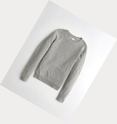 Grey Women's Hollister Crewneck Sweaters | UK-645KGBP