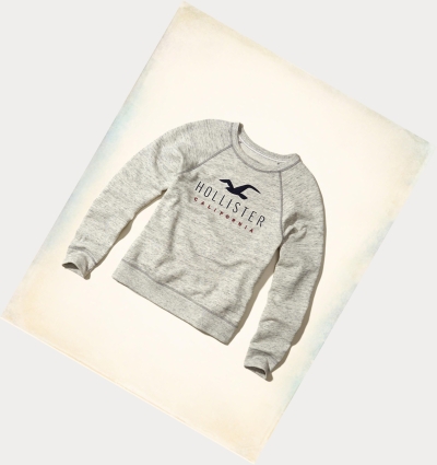 Grey Women's Hollister Graphic Crewneck Sweatshirts | UK-461KOBM