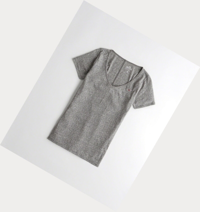 Grey Women's Hollister Must-Have Slim Short Sleeve | UK-910JSHU