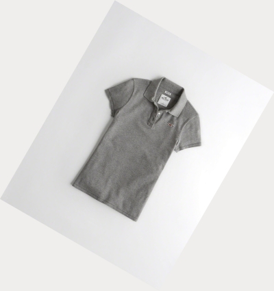 Grey Women's Hollister Slim Icon Polo Shirts | UK-516ZWDM