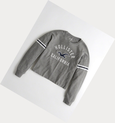 Grey Women's Hollister Waffle Boyfriend Long Sleeve | UK-850HOGE