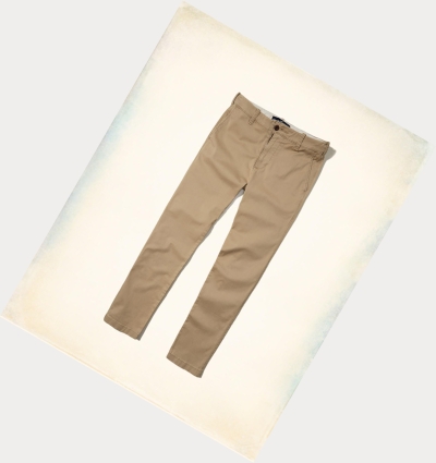 Khaki Men's Hollister Advanced Stretch Super Skinny Chinos Pants | UK-059QFUO