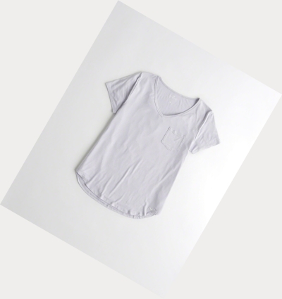 Light Blue Women's Hollister Must-Have Easy Short Sleeve | UK-986PSIQ