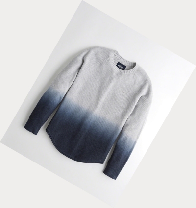 Light Grey Navy Men's Hollister Dip-Dye Crewneck Sweaters | UK-258KPLD