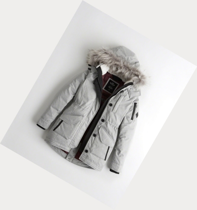 Light Grey Women's Hollister Down Parka Jackets | UK-180QHYD