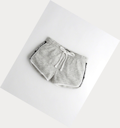 Light Grey Women's Hollister High-Rise Fleece Curved Hem Shorts | UK-602ELFT