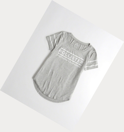 Light Grey Women's Hollister Logo Short Sleeve | UK-620SJMP