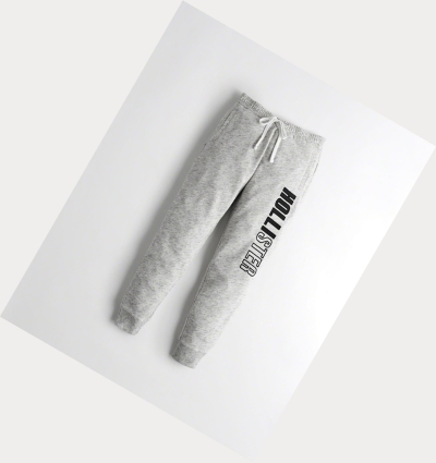 Light Grey Women's Hollister Mid-Rise Fleece Sweatpants | UK-496VPSY