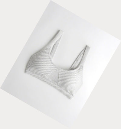 Light Grey Women's Hollister Ribbed Scoop With Removable Pads Bras | UK-821QDEY