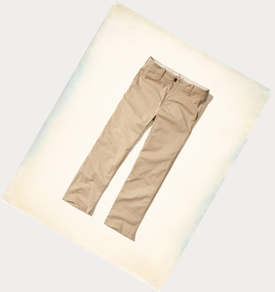 Light Khaki Men's Hollister Epic Flex Relaxed Chino Pants | UK-912KHIF