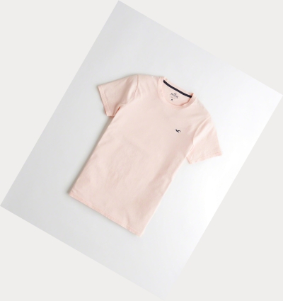 Light Pink Men's Hollister Must-Have Muscle Fit Short Sleeve | UK-261QVIA