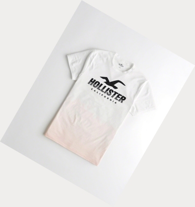 Light Pink Men's Hollister Print Logo Short Sleeve | UK-286QXGS