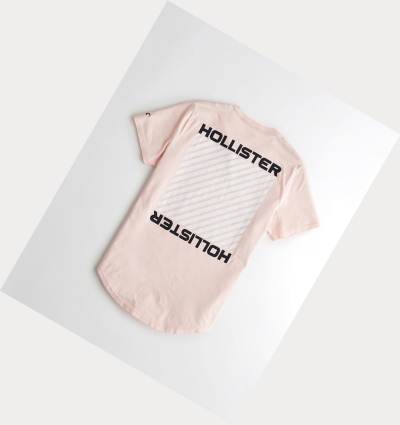 Light Pink Men's Hollister Print Logo Short Sleeve | UK-542YVEL