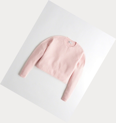 Light Pink Women's Hollister Crop Boyfriend Sweaters | UK-731JBUI