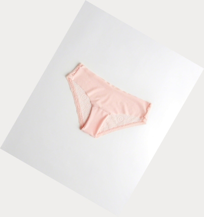 Light Pink Women's Hollister Gilly Hicks No-Show Lace-Back Cheeky Underwear | UK-352JPZW