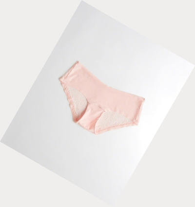 Light Pink Women's Hollister Gilly Hicks No-Show Lace-Back Hiphugger Underwear | UK-843EGOQ