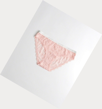 Light Pink Women's Hollister Lace Bikini Underwear | UK-583XOBI