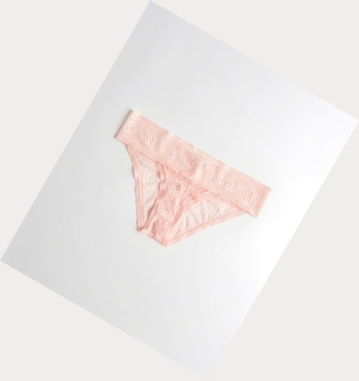 Light Pink Women's Hollister Lace Cheeky Underwear | UK-589UFSL