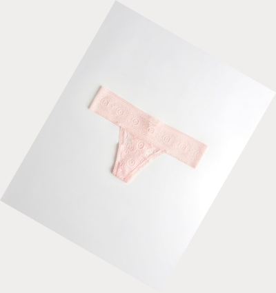 Light Pink Women's Hollister Lace Thong Underwear | UK-435OVNU