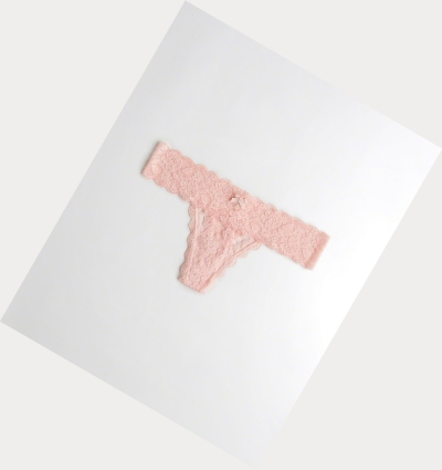 Light Pink Women's Hollister Lace Thong Underwear | UK-462IDPT