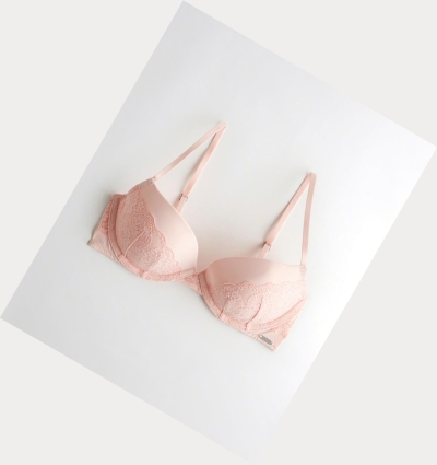 Light Pink Women's Hollister Lightly Lined Plunge Bras | UK-604ALFK