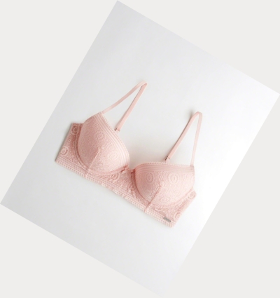 Light Pink Women's Hollister Longline Lightly Lined Demi Bras | UK-305VQKP